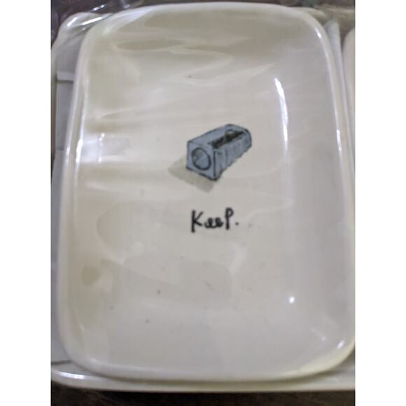 Rae Dunn Office Organizer KEEP HOLD CONTAIN 4 four piece set New - Picture 2 of 7